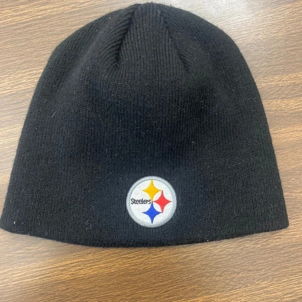 Steelers black knit hat youth